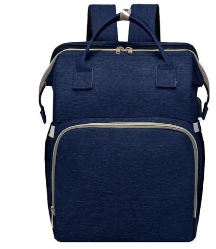 WXJHNYBS Mit Bett Wickelrucksack, Wickelrucksack Mit Bettfunktion Baby Tasche Unterwegs Mit Wickeltisch Kinderwagen Tasche Groß Für Mama Und Papa,NavyBlue