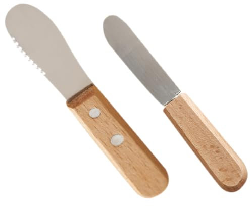 UTHCLO Couteau à Beurre 7.5cm Spatule à Fromage En Acier Inoxydable Manche En Coupe-fromage Ergonomique Outil Cuisine Pratique Pour Tartiner Et Couper Repas Pique- 2 Pièces