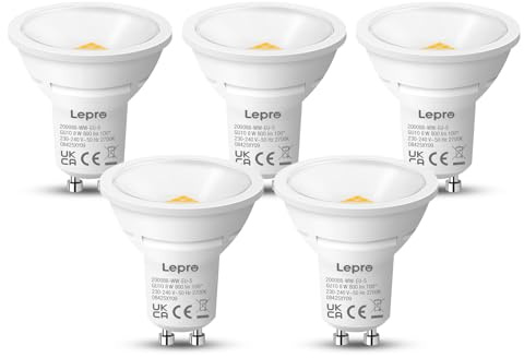 Lepro Ampoule LED GU10 8W, Blanc Chaud 2700K, 800lm Ampoule GU10 Équivaut de 65W, 100° Faisceau Large, Ampoules GU10 Économie d'énergie, Lot de 5