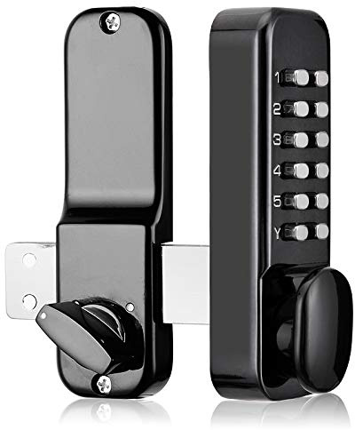Digital Door Lock Deadbolt, Mechanical Combination Lock, Mechanical Keyless Entry Door Gate Lock with Keypads Door Knob, Outdoor Anti Theft Digital Code Combination Door Security Lock Set (Black)