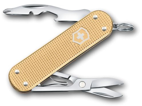 Victorinox Outil de Poche Companion Slim Alox, Outil Multifonction, 5 Fonctions, Petit, y c. Ciseaux et Tournevis, Swiss Made, Or