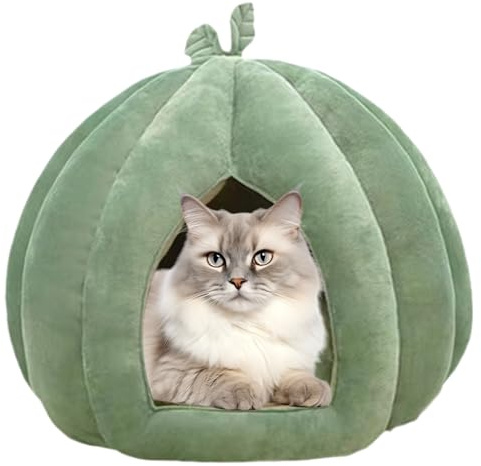 Nid De Chat Niche pour Chat, Lit Grotte pour Chat d'halloween, Nid De Chat Intérieur, Antidérapant pour Animaux Doux Chaud Lit, Maison De Chaten, Amovible Matelas, 35x35x30cm