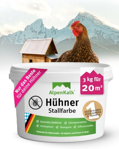 AlpenKalk Kalkfarbe Hühnerstall I 3 kg für ca. 20 m² I Antibakterielle Stallfarbe gegen Milben & Schimmel I 100% natürlich & chemiefrei I Atmungsaktiv für ein gesundes Stallklima