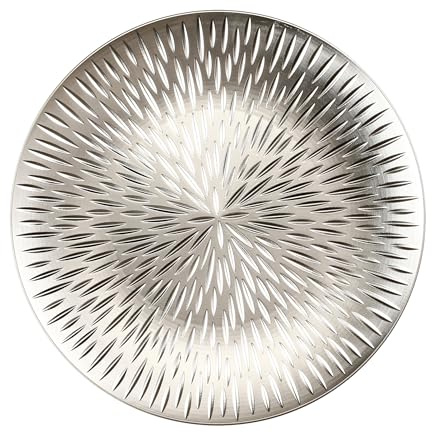 Inge-glas Dekoteller 33cm mit Strahlen Muster - Festliche Platzteller für Verschiedene Anlässe - Tischdeko Unterteller für Hochzeit Jubiläum Weihnachten - Silber - Material Plastik