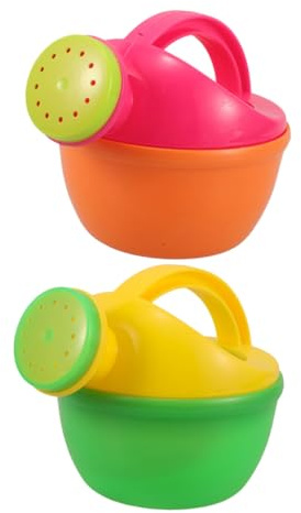 2 Regaderas de Plástico para Niños con Asas para Baño y Playa | Uso Versátil en Verano, Piezas Compactas y Resistentes, Aptas para Pequeños en Jardín