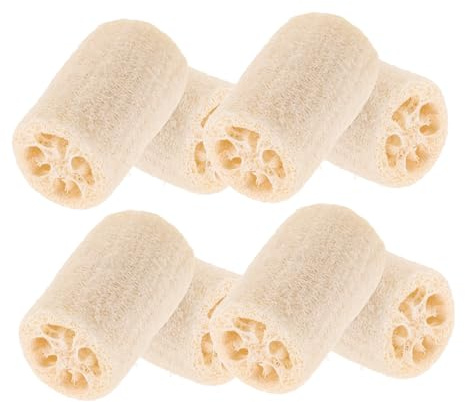 VILLFUL 8 Stück Teiliges Natürliches Loofah Duschschwamm mit Schneller Trocknung Sanfter Hautpeeling Ergonomischem Griff für Körper Küchenreinigung Fettlösend Umweltfreundlich und