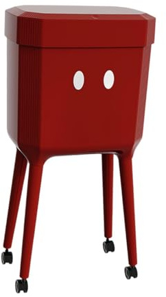 Fenteer Poubelle de Cuisine Ouverture par Pression Corbeille à Déchets sur Pieds Hauts et roulettes Pivotantes Bac Grande Contenance PP Moderne Récipient, Rouge Foncé