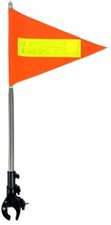 Amagogo Golf Cart Flag Pole Kit with Reflective Strips,Flag Holder Accessories,Telescopic Pole for Bikes, Silver Top 20x30cm