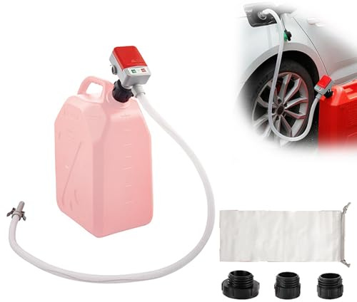 Benzinpumpe & Dieselpumpe Elektrisch, 9L/min Kraftstoffpumpe mit Auto-Stop – Akku Kanisterpumpe für 5/10/20L Kanister mit Adapter in 3 Größen, Geeignet für Gas, Diesel, Öl & Wasser