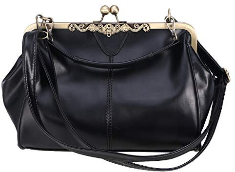 Vintage Damen UmhäNgetasche Aus Pu Leder Schwarze Schultertasche FüR Frauen Ideal FüR Alltag Arbeit Und Freizeit 23X23X10 Cm