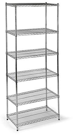 kaiserkraft | Stahldraht-Gitterregal | verchromt | Fachlast 150 kg | BxT 910 x 460 mm | Anbauregal | Höhe 2180 mm | 6 Fachböden