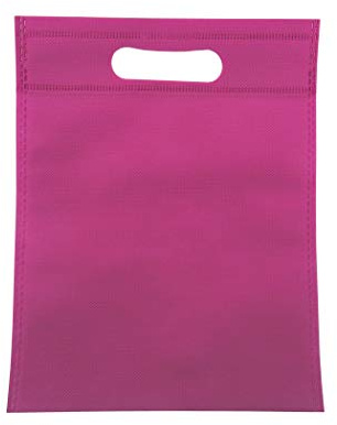 BOLSAS 100 Pieza Tela no Tejido,con asa Troquelada.Bolsas de Compra Reutilizable. (Fucsia, 35x45cm)
