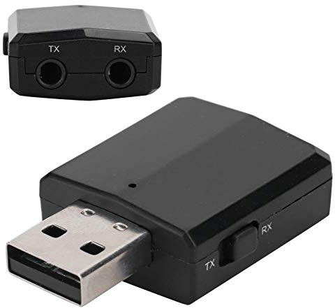 VBESTLIFE Receptor de Audio Bluetooth5.0 Transmisor Tarjeta de Sonido USB 3 EN 1 AUX Adaptador de Enchufe de 3,5 mm, Cable de 3,5 mm, Amplia compatibilidad(Negro)