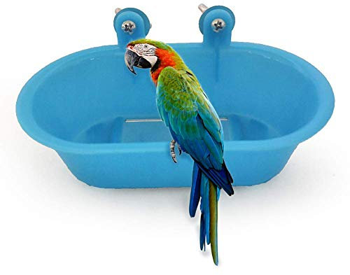 XBSLJ Vogelkäfige Vogelbäder für Käfige Badewanne mit Vogelspiegel Kleine ovale Vogelbadewanne Haustierkäfig Zubehör Papageienbad Dusche Badezubehör Food Bowl Standing Box