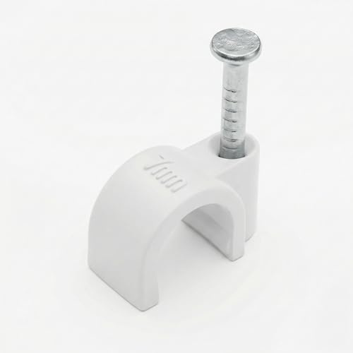 Lumonic 100x Nagelschelle 7mm für Kabel weiss - Kabelschelle mit 18mm Nagel z.B. zur Befestigung an der Wand - Kabelklemmen verschiedene Größen 4-14mm