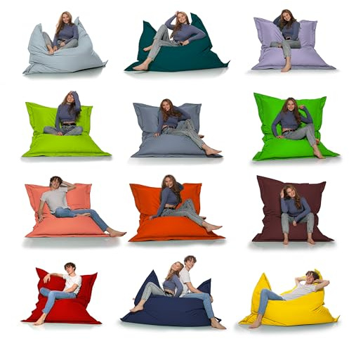 HomeIdeal - Sitzsack 2-in-1 Funktionen Riesensitzsack für Erwachsene & Kinder - Gaming & Entspannen - Indoor & Outdoor da er Wasserfest ist - mit EPS Perlen, Farbe:Grau, Größe:140x180 cm