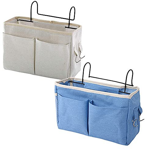 2 Stücke Bett Organizer zum Einhängen, Porte Revue Mural, Hängetasche Organizer, Multifunktionale Bett Tasche, für Büro, Küche und Schlafzimmerbett Verwendet