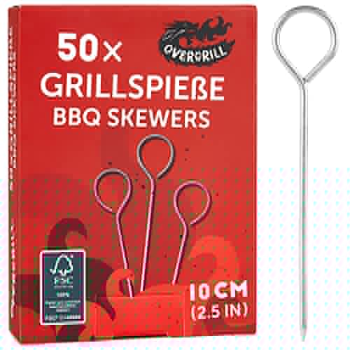 Grillspieße Edelstahl: 50x Premium Edelstahl Grillspieß kurz 10cm – Grill Zubehör für BBQ und Schaschlik – Edelstahl Spieße – Vielseitige Metallspieße Grill – Edelstahl Grill Spieß von OVERGRILL