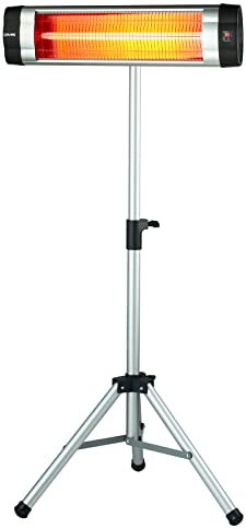 DMS® Infrarotstrahler Heizstrahler Wärmestrahler 2in 1 Terrassenstrahler Temperatur 3-Stufig höhenverstellbarem Teleskopstativ Wickeltischstrahler Terrassenheizer Quarzstrahler 2500W mit Fernbedienung