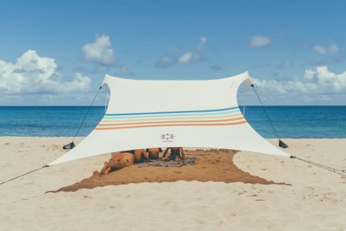 Neso Grande Portable Beach Tent Sun Shelter - Lightweight Beach Shade Canopy - Easy Setup for Family Outings - Patented Reinforced Corners - UPF 50+ Sun Protection - 7ft Tall, 9 x 9ft - Rainbow