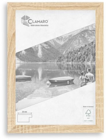 Clamaro 'COLLAGE' cadre photo 55x70 fabriqué à la main sur mesure | Chêne Sonoma | Cadre moderne en MDF, avec verre acrylique, fond et suspension