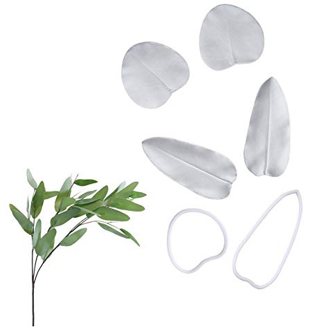 Eucalyptus Leaf Fondant Mould Sets 6pcs Cookie Cutters+Silicone Moulds Cake Toppers Clay 2.3-3.5