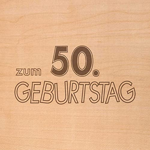 Holzgrusskarten Original Glückwunschkarte zum 50. Geburtstag - 100% Made in Austria, besteht aus Kirschholz - Karte zum Geburtstag bzw. Birthday, Geburtstagskarte, Geburtstagsgeschenk uvm.