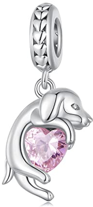 Hundeform-Anhänger, 925 Sterlingsilber, Katzen-, Pferde-, Bulldoggen-, Pudel-, Golden Retriever-Form, für Pandora-Armbänder, Einheitsgröße, Sterlingsilber