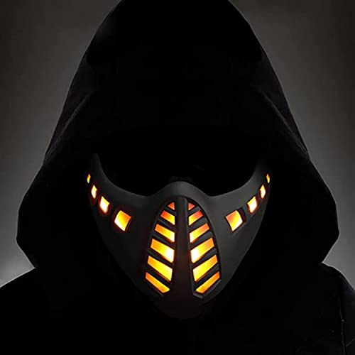 Zhongren LED Cyber Punk Gesichtsmaske Cosplay Halbgesichtsmasken Demon Cyberpunk Light Up für Halloween Party Kostüm CS Airsoft Tactical Outdoor Spiele