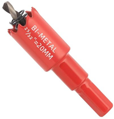 GarHWAL HSS M42 - Sega a tazza 20 mm, con adattatore e trapano di centraggio, ideale per legno, plastica, cartongesso, compensato e metalli, profondità di taglio fino a 25 mm