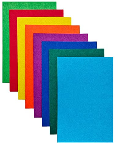 Jtnohx Steifer Filz, 2mm Dickes Filz zum Basteln, 8 Stuck 20x30cm Bastelfilz, Filzstoff Quadrate für DIY-Projekte (Regenbogenfarben-Serie)