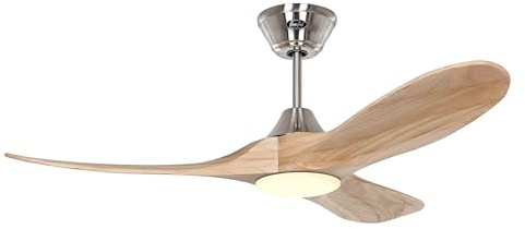 CasaFan ECO GENUINO-L 122 Deckenventilator mit LED-Beleuchtung, Energiesparender & leiser Ventilator mit Massivholzflügeln, 6 Geschwindigkeitsstufen mit Fernbedienung, für Räume bis 16 qm