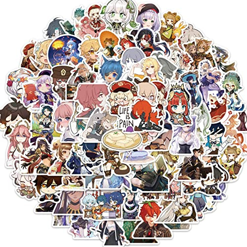 Genshin Impact Adesivi anime 100 pezzi per valigia Skateboard Laptop Computer Bottiglie d'acqua Auto Adolescenti Ragazzi Ragazze Decal Adesivo impermeabile