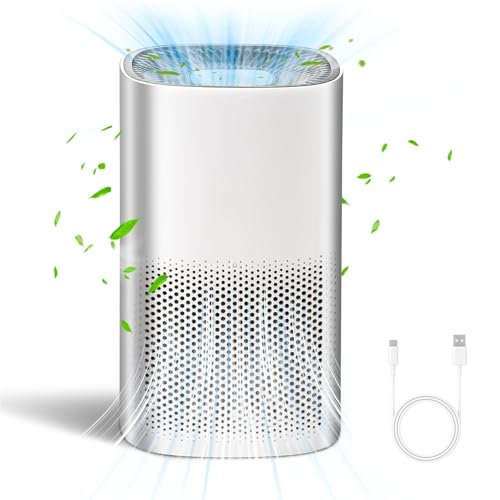 Air Purifier for Bedroom Home, Ultra Quiet HEPA Air Filter Cleaner with Auto Mode & 3 Speed for Allergies, Pollen, Pets, Dust, Smokers; Home or Office， CADR 163m³/h, up to 25 m²