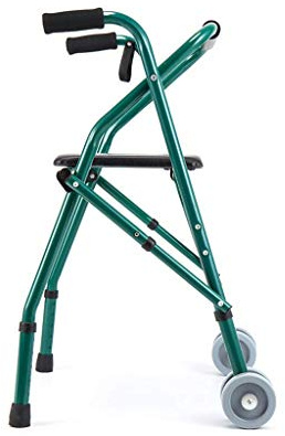 Andador para Ancianos,Práctico andador estándar con ruedas plegables con ruedas delanteras, ayuda para caminar, movilidad para personas mayores, altura ajustable, color verde