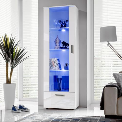 Komodee Vitrine Alessandria A1 Weiß/Weiß 60x192x42 cm