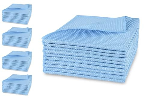 Hypafol Mikrofasertücher 50 Stück à 40x40 cm I Waffeltücher mit Randeinfassung zum Trocknen & Polieren I Saugstark & weich I Putzlappen zur streifenfreien Reinigung von Küche, Bad, Auto & Co.
