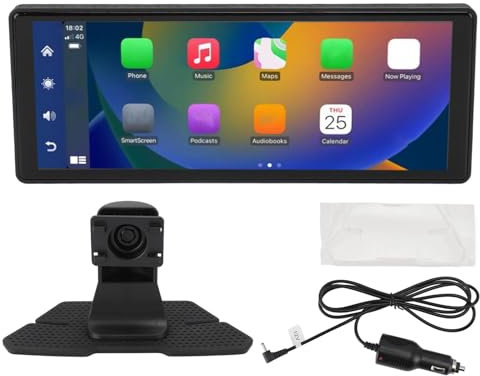 Tragbares 10,26 Zoll Autoradio, Tragbares Autoradio für für Android Auto, Kabelloser Touchscreen Auto Bluetooth Autoempfänger mit Sprachsteuerung, Unterstützt