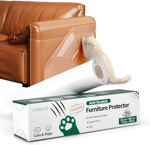 Anti Scratch Cat Furniture Protector Plastic Clear Training Tape(20cm x 3m) | Anti Scratch Cat Sofa Protector Plastic Door Protector Dog Clear Single Side Sticky Deterrent Training Tape(20cm x 3m)