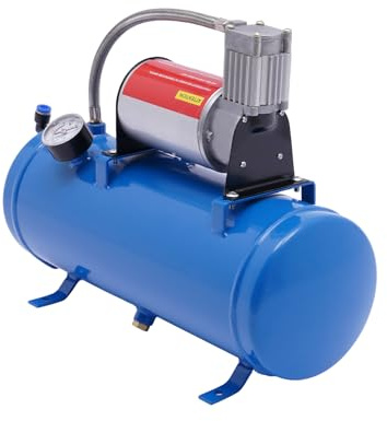 banborba DC 12V Air Compressor | 100 PSI Max Working Pressure | 6L Tank Capacity | 3.8m Hose | Pressure Gauge | 38 x 14 x 30cm | Iron, Copper, Aluminum