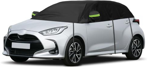 Copertura Auto Impermeabile Compatibile con Toyota Yaris 2013-2024 XP150 Hatchback, Copertura Mezza Auto, Copertura Auto Telone Riflettenti, Protezione dal Vento e dalla Neve, Resistente ai raggi UV