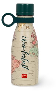 LEGAMI - Vacuum Bottle Hot & Cold Mini, Bouteille d'eau Thermique légère et résistante, Fermeture hermétique, poignée Amovible en Silicone, Acier Inoxydable, capacité 300 ML, Thème Travel