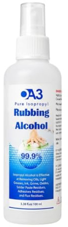 0A3 Isopropyl Alcohol Bottle | 99.9% Pure & Fast Dry | Cosmetic & Lab Grade IPA Cleaning Solution for Electronics Glass Lenses Screens & Surfaces | Residue Free Quick Evaporation (100ml)