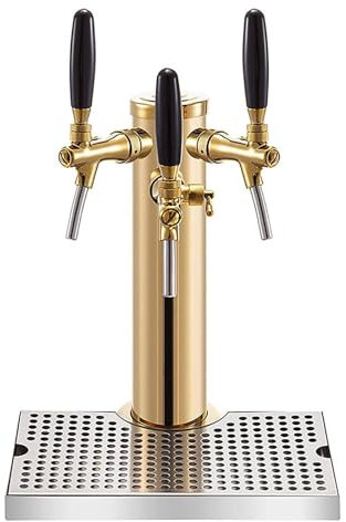 Dispensador De Torre De Cerveza De Barril De Triple Grifo, Columna De Grifo De Acero Inoxidable Con Bandeja De Goteo, Accesorio De Barra Para Dispensador De Vino Para Fiestas, Bares,Gold