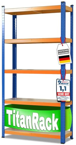 casa pura Tung lasthylla 220 x 90 x 45 cm blå-orange | plug-in-hylla, lagerhylla, stående hylla, plug-in-system kan monteras utan verktyg