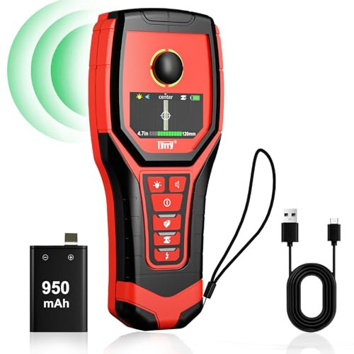 Tyrry Leitungssuchgerät Leitungssucher 5 in 1 Wandscanner Detektor für Kabel Holz Metall Wasserleitungen, LCD Farbdisplay & Akku, Stromleitungsfinder mit Akustischem & Visuellem Alarm