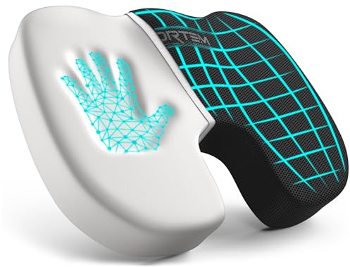 FORTEM Sittdyna för Kontorsstol, Sittdyna i Memory Foam, Halkfri Kudde för Gaming, Sittkudde för Bilstol, Datorstolsdyna, Tvättbart överdrag
