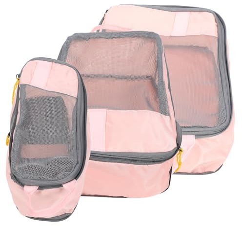FRCOLOR 3piezas Cubos de Embalaje de Compresión para Accesorios de Viaje Organizadores de Maletas Asas para Guardar Artículos Esenciales de Viaje