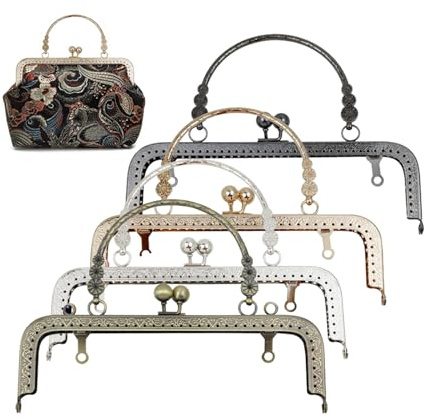 Marcos de Metal para Bolsos Paquete de 4 marcos de metal para monedero para Bolsos y Monederos Cierres para Bolsos Vintage Bolsa de Besos para Hacer tu Propia Cerradura de Cierre de Bolso(4 colores)