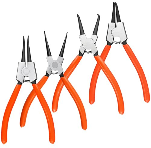 JIAYUET 4 Piece 7 Inch Snap Ring Pliers Set,Internal External Circlip Pliers, Ring Remover Retaining Tool